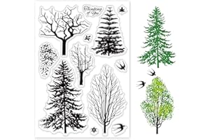 GLOBLELAND Timbro di Gomma della Rondine della Pianta della Foresta dell'Albero, Timbro in Silicone Timbro Trasparente, Timbro Chiaro per Album di Carte di Carta