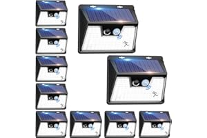 nipify Luces Solares Exterior,【10 Paquete/140 LED】 Luz Solar Exterior Con Sensor De Movimiento Luz Solar Exterior Jardin IP65 Impermeable Focos Led Exterior Solares Para Jardín,Garaje,Calle,Patio