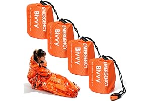 TOATELU 4 stycken nödsovsäck, nödöverlevnadssovsäck med signalvisselpipa, nödbivacksäck, nödtäcken, räddningstält för utomhusbruk, vattentät och ultralätt och köldskydd –