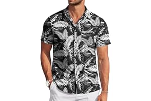TARAINYA Camisa Hawaiana Hombre Verano Funky Flores Estampada Aloha Palmera Flamencos Hoja Palma