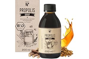 ‎BEEGUT beegut BIO Propolis Sirup mit Propolis, Honig, Spitzwegerich, Königskerze und Süßholzwurzel, 200 ml Sirup auch für Kinder, zertifiziert BIO