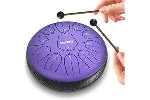 SEVKUMZ Steel Tongue Drum 6 Zoll D-Dur Handpan11 Töne Zungentrommel Schlaginstrument - Professionelles Set für Meditation/Yoga/Klangtherapie | Leicht zu spielen für Anfänger