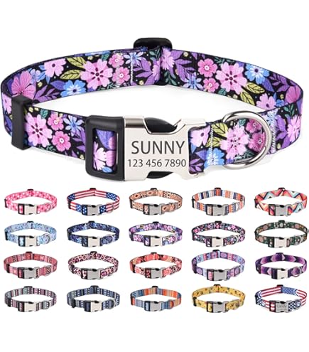 Moonpet Hundehalsband – Verstellbar, Weich, Mit Bohemian Floral Design, Größe M (30–47 Cm)