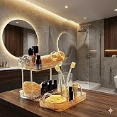 Banyo D&uuml;zenleyici Organizer Banyo Rafı (Amber Sarı, Tek + İki Katlı Set)