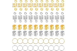 BBTO 120 Piezas de Dreadlocks de Bobina de Pelo de Aluminio Anillos de Trenza de Pelo Puños de Pelo de Metal Abalorios de Trenza para Accesorios de Peinado (Dorado y Plateado)