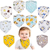 6 Bavoirs Bandana Bébé Pur Coton - 45x19 Cm, Couleurs Assorties, Doux Et Absorbants