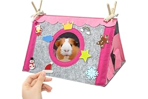 LUFEEMGA Small Animal Hideaway House for Guinea Pig Hides Hamster Tent Habitat House Pet Cage Toy Nest Bed Shelter for Ferrets Chinchilla Hedgehog Rat Hamster, DIY Reusable Christmas Felt Decorations