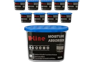 H-Line Disposable Dehumidifiers for Home 500ml, Pack of 10 Moisture Absorber for Bedroom, Mould & Damp Absorber, Condensation Absorbers, Moisture in Home, Kitchen, Wardrobe, Bedroom