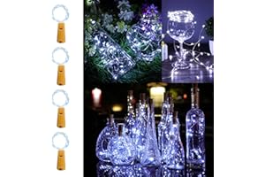 LiyuanQ Bottle Lights with Cork, 4 Pack Cork Lights for Bottles, Wine Bottle Lights, 1M 10 LED Bottle Lights Battery Operated Copper Wire Fairy Lights for DIY Party Birthday Cool White