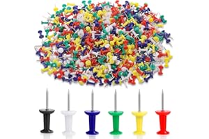 JIANTA Punaise Colorées, 600 Pièces Punaises Tableau Liège - 6 Couleurs Push Pins Tête en Plastique pour Scolaire/Bureau, Tableau D'affichage en Liège