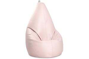Diverpuff Puff Pera Gigante con Reposapies - Puf con Relleno Incluido XL Interior - Ideal para Adultos y Niños (XL, Rosa Bebe)