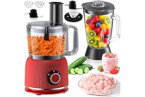 VEGENUTRIX Robot Cuisine Multifonctions 1500W, 2,5L Robot Cuisine et 2L Verre Mixeur Blender Combinés, Avec 2 Vitesses et Fonction Pulse pour Viande, Legume, Smoothie, Extraction de Nutriment et Plus Encore