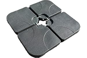 Sakusei Tools 4 piece Cantilever Garden Parasol Base Weight Square Banana Stand Weights for Offset Parasols Fillable with Sand or Water 60 or 80kg Total Weight, Black, 100 x 100 x 7.5cm