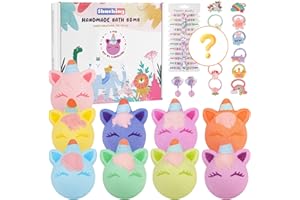 SHUCHING 9 Grande Bombas de Baño Unicornio para Niños con Juguetes, Bolas de Baño Infantiles con Sorpresa, Set de regalos Orgánico Natural para Cumpleaños Navidad Halloween