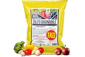 Albagarden - Zolfo in Polvere Bagnabile - Concime Biologico, Effetto Fungicida per Piante - Contro Oidio Mal Bianco Peronospora Ticchiolatura per Vite Olivo Agrumi X 1 kg