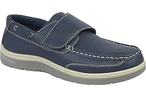 CHARLES SOUTHWELL Men's Wide Fit Faux Leather Touch & Close Slip On Or Lace Up Casual Lightweight Comfort Boat Deck Shoes