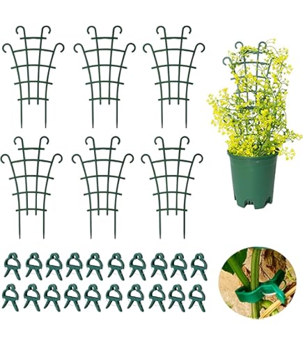 Thealyn 4 stuks 60 cm / 23 inch kamerplanten latwerk voor potplanten klimmen, outdoor metalen tuin latwerk kamerplanten bloemen wijnstok klimop, waaiervorm, zwart