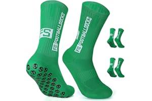 Dinjunxi Chaussette Antidérapante Foot 2 Paires Chaussettes Antiderapantes Homme Femme, EU 39-46 / UK 6-11, 75% Coton, Chaussette Sport pour Football Basket Rugby Yoga Trekking