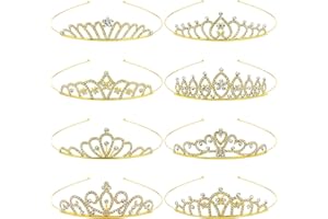 inSowni 8 Pieces Gold Metal Dazzling Rhinestone Princess Tiara Crown Headbands Wedding Birthday Party Prom Headpieces for Women Brides Bridesmaids
