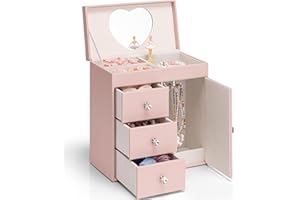 Vlando Joyero musical para niñas, caja de música grande para niños, con bailarina para decoración de cumpleaños o dormitorio, 4 capas, joyas para niñas y niños