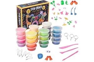 HTI Fun Craft magiczny zestaw do ugniatania dla dzieci, ponad 60 części, zawiera 24 kolorowe doniczki i narzędzia do ugniatania, zestaw do plasteliny dla dzieci od 3 lat