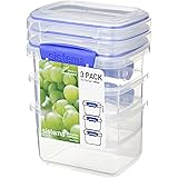 Sistema KLIP IT Food Storage Containers | Stackable Food Prep Containers with Lids | 400 ml | BPA-Free | Blue Clips | 3 Count