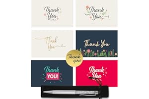 DESSIE 48 Thank You Cards Multipack - Thank You Notes with Envelopes and Bonus Silver Stylus Pen. ***Upgraded Envelopes With Glue Seals Included***