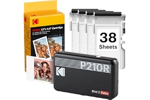KODAK Mini 2 Retro 4PASS Bärbar Fotoskrivare (5,3 x 8,6 cm) - Pack med 68 ark