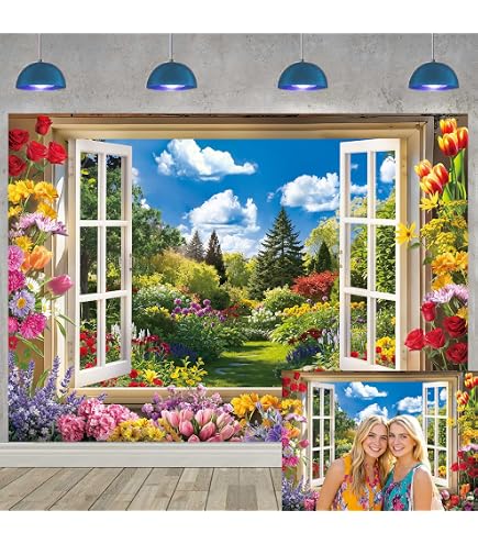 Toile De Fond Photographie 250x180cm Paysage Printemps Naturel - Fond Parc Fleur Route Jardin Pour Mariage, Anniversaire & Fêtes