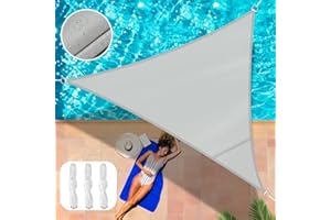 GAEYMY Toldo Vela de Sombra Impermeable Triangular 3x3x3m, Toldos Exterior Terraza Protección Rayos UV Resistente al Desgarro con 3 Cuerdas Fijas para Terraza Balcon Patio Exteriores Jardín, Gris