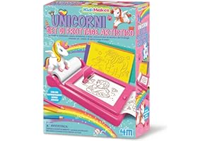 4M 00-04799 KidzMaker Set di Frottage Artistico Unicorni | Gioco Creativo per Bambini, Disegni con Rullo di Carta da 8m e Matite Colorate | Idea Regalo Educativa 4+ Anni