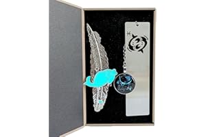 Famweylami 2 Marque-Pages Plume Métal en Constellation Fluorescence, Cadeau Passionnée de Lecture, Souvenir Noël, Anniversaire, Remise des Diplômes, Nouvel An, Fête des Mères, avec Boîte-Poissons