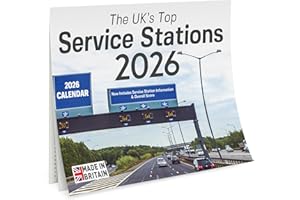 WORLD OF WALLCHARTS Funny Calendar 2026 – Service Station & Motorway Wall Calendar UK – Quirky Dull Man Style Novelty Gift, Funny Gifts for Men, Secret Santa Gift Idea or Stocking Filler