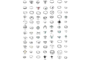 Milacolato 84 Pcs Midi Anneau Bague De Jarret De Bohême Ensembles Doigt De Mode Vintage Argent Empilable Anneaux pour Femmes Filles Knuckle Midi Anneaux