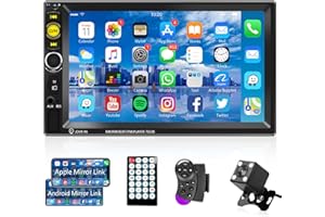 RIMOODY Radio samochodowe 2 Din Bluetooth Zestaw Głośnomówiący IOS/Android Lustro Link7 Cali Radio Samochodowe Podwójny Din z Bluetooth FM Radio/USB/AUX/TF Kierownicy Stereo Samochodu z Tylną Kamera Pilotów