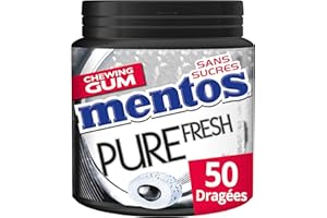 Mentos Chewing-Gum Mentos Pure Fresh Menthe Réglisse- Chewing-Gum Sans Sucres, 50 Dragées, 100g