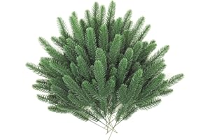 LASUROA 50szt Swiateczne Sztuczne Galezie Sosny, 26cm Sztuczne Liscie Sosny Sztuczne Galezie Sosny Swiateczne Sztuczne Rosliny Sztuczne Galazki Sosny do Wianków DIY Rekodzielo Wystrój Domu