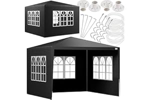 KANWOD RELY ON QUALITY KANWOD Tonnelle 3x3 TORM, Tonnelle de Jardin Exterieur de 9 m² avec 4 Parois Latérales et 3 Fenêtres, Barnum Pliant Stable pour Événements, Mariage, Jardin, Stand de Marché