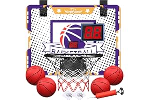 EagleStone Zimmer Mini Basketballkorb Indoor für Kinder, über die Tür, mit elektronischer Anzeigetafel, mit 4 Basketball, Basketball-Spielzeug Kleinkinder Jungen Mädchen