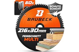 BAUBECK Sägeblatt 216x30 - Multi Material Feinschnitt - Kreissägeblatt 216x30 für Holz, Aluminium, Metall uvm. - Sägeblatt 216 kompatibel mit Metabo KGS 216, Bosch GCM 8 uvm.