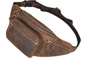 STILORD Caspar Grand Sac Banane en Cuir – Sac Ceinture Vintage pour Homme & Femme, Sac Bandoulière Sacoche pour Jogging, Festival & Voyage – Cuir Véritable Couleur:Kara - Cognac