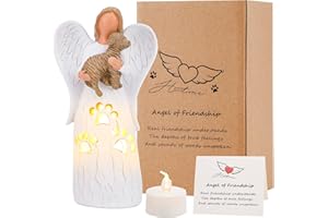 CHUANGLI Dog Angel Figurines Angel of Comfort Figurine Pet Memorial Gift Candle Holder Statue with LED Candle Pet Loss Gifts Pet Bereavement Gift Dog Remembrance Gift, Sympathy Gift for Loss of Dog
