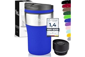 Milu Tazza termica da viaggio per caffè 210ml - 100% a Prova di perdite - Isolata Tazza di caffè e tè da portare via Tazza Termica da bere in acciaio inossidabile - Caldo e freddo - Blu