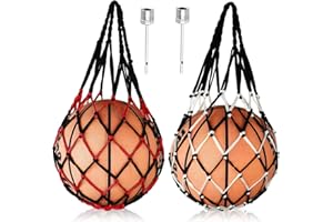 STOUCLA Portable Ball Net, Set of 2 Basketball Net Bag, 2 Ball Needles, Football Sports Net, Ball Bag and Net, Ball Carrier Tennis Ball Carry Net
