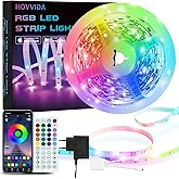 HOVVIDA LED Strip 5M, 30 LEDs/Meter, 1x5M, 150 LED, RGB LED Streifen, APP und Fernbedienung, Musikmodus, Timing-Modus, LED fü