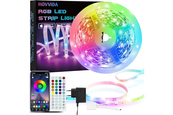 HOVVIDA Tira LED 5M, 30 LED/Metro, 1x5M, 24V RGB Luces LED, 150 LED, APP y Mando a distancia, Modo de Música, LED para Habitación, Sala, Cocina, Dormitorio, Bar, Fiesta