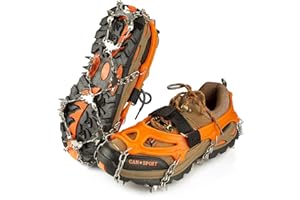 ‎IPSXP IPSXP Steigeisen,19/26 Zähne Verdickte Edelstahl Spikes und langlebiges Silikon für Schuhe Winter,Schuhkrallen Anti Rutsch Schuhspikes für Winter Outdoor Klettern Bergsteigen Trekking（Schwarz/Orange）