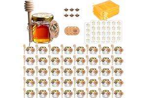 DnayDkiy Vasetti Miele, Piccoli Barattoli Bomboniere Ber la Comunione, Contenitori per miele Bomboniere, Barattolini Miele Sacchetti Organza per Natale Battesimo, 40 Pezzi 45ml