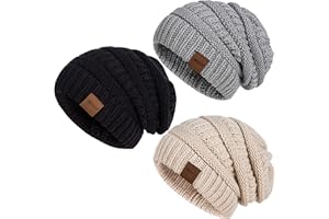 Hatromm Slouchy Mütze Damen Winter 3 Stück, Beanie Mütze Damen Herren Übergroß Warmer Strick Dick für Kaltes Wetter