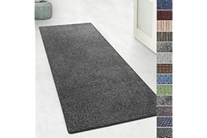 ‎KARAT KARAT Teppich Läufer für Küche, Flur & Wohnraum - Teppichläufer auf Maß - Meterware - Flurteppich - Küchenläufer - Wohnzimmer Teppich (80 x 150 cm, Lyon - Schwarz)